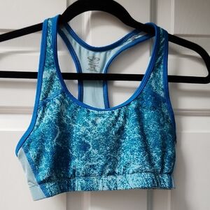 Blue Patterned Sports Bra